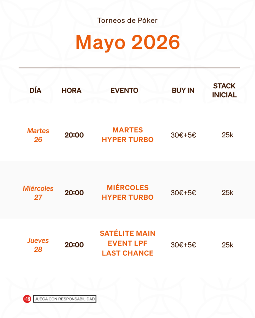 Calendario poker mayo
