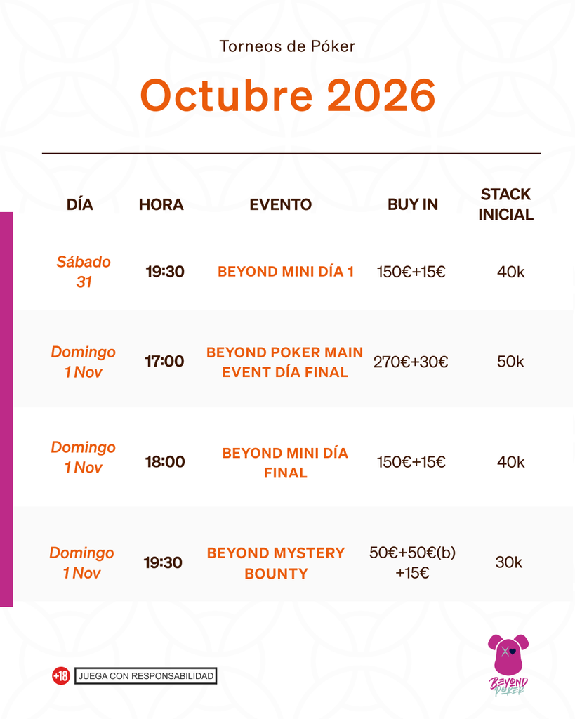 calendario torneos de poker octubre